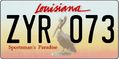LA license plate ZYR073