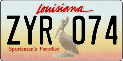 LA license plate ZYR074