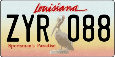 LA license plate ZYR088