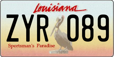 LA license plate ZYR089