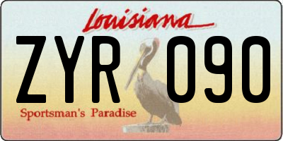 LA license plate ZYR090