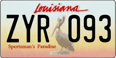 LA license plate ZYR093