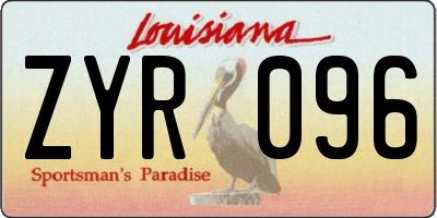 LA license plate ZYR096