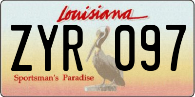 LA license plate ZYR097