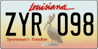 LA license plate ZYR098