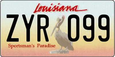 LA license plate ZYR099