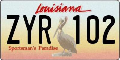 LA license plate ZYR102