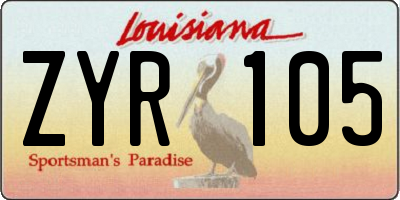 LA license plate ZYR105