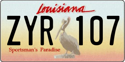 LA license plate ZYR107