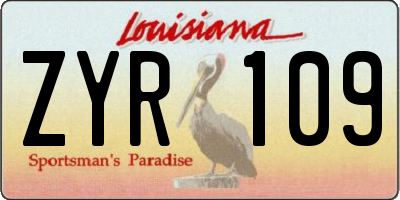 LA license plate ZYR109