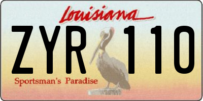 LA license plate ZYR110