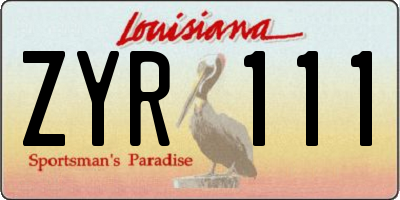 LA license plate ZYR111