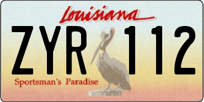 LA license plate ZYR112