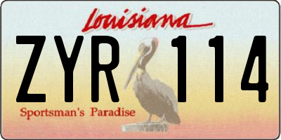 LA license plate ZYR114