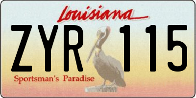 LA license plate ZYR115