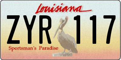 LA license plate ZYR117