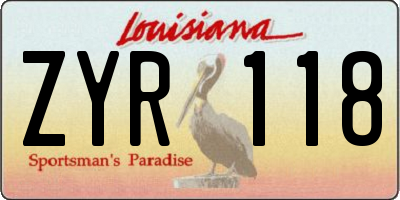 LA license plate ZYR118