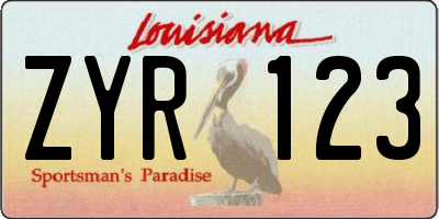 LA license plate ZYR123