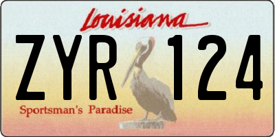 LA license plate ZYR124