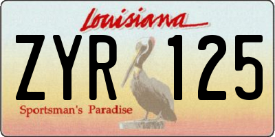 LA license plate ZYR125