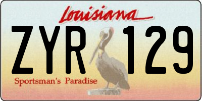 LA license plate ZYR129