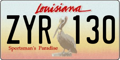 LA license plate ZYR130