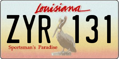 LA license plate ZYR131