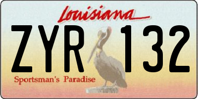 LA license plate ZYR132