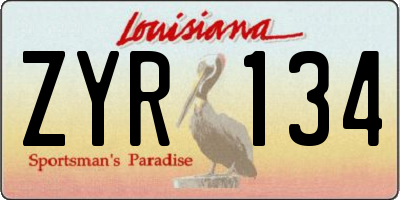 LA license plate ZYR134