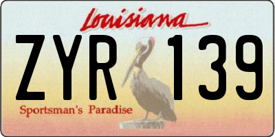 LA license plate ZYR139