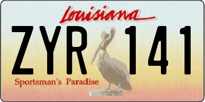 LA license plate ZYR141