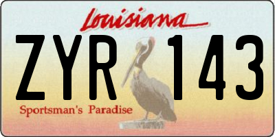 LA license plate ZYR143