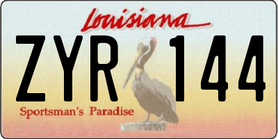 LA license plate ZYR144