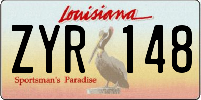 LA license plate ZYR148