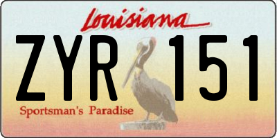 LA license plate ZYR151