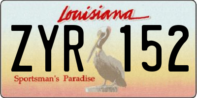 LA license plate ZYR152