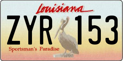 LA license plate ZYR153
