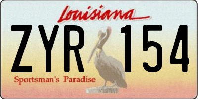 LA license plate ZYR154