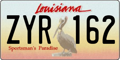 LA license plate ZYR162