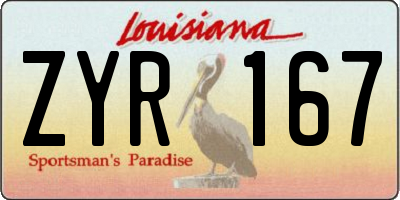 LA license plate ZYR167