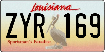 LA license plate ZYR169
