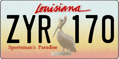 LA license plate ZYR170