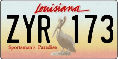LA license plate ZYR173