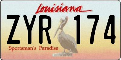 LA license plate ZYR174