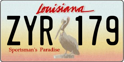 LA license plate ZYR179