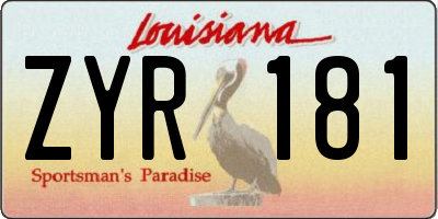 LA license plate ZYR181