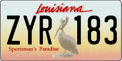 LA license plate ZYR183