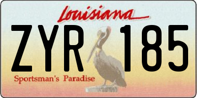 LA license plate ZYR185