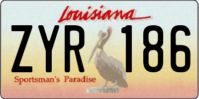 LA license plate ZYR186