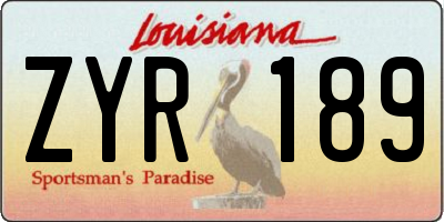 LA license plate ZYR189